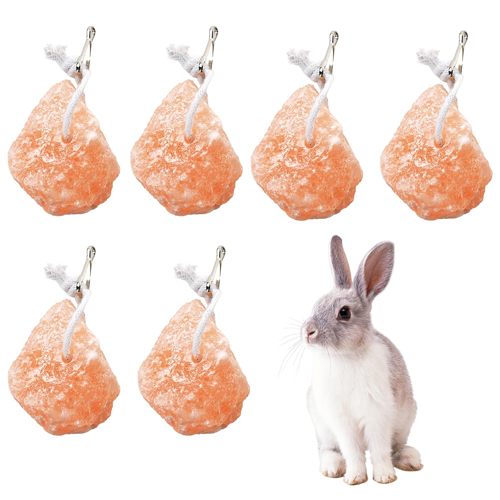 kathson Small Animal Himalayan Salt Lick Block Rabbit Salt Blocks Natural Mineral Salts Chew Treat Supplies for Bunny Hamsters Chinchilla Squirrels Guinea Pig Ferret (6 PCS)