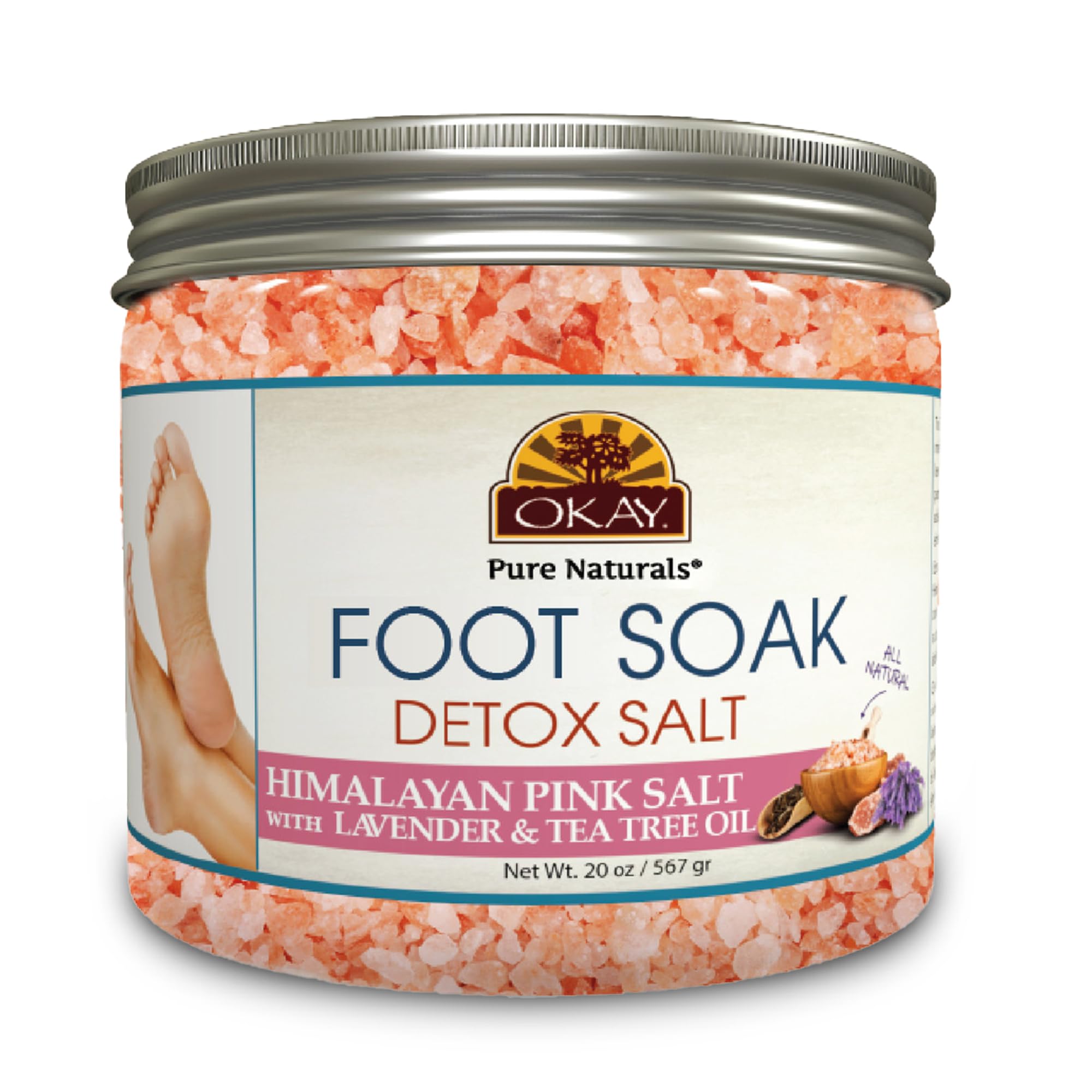 Okay Himalayan Pink Salt Detoxifying Foot Soak With & Tea Tree Oil lavender 20 Ounce