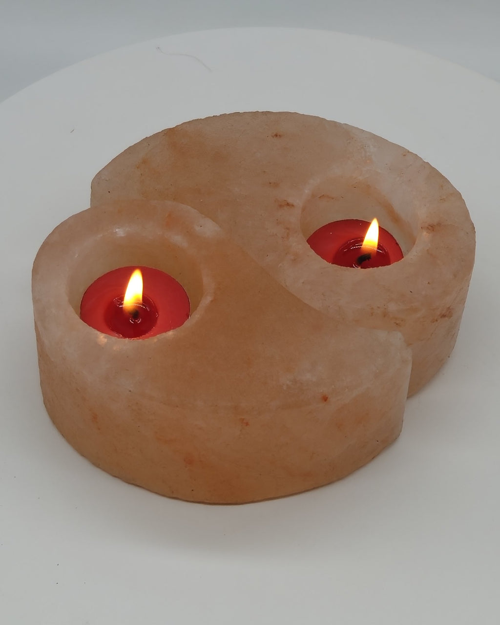Ying yang salt candle holder seen from above