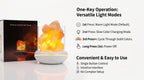One-button control on the salt glow lamp: warm light, slow colour change, fixed colours