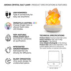 USB salt glow lamp product specifications and dimensions overview