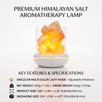USB Himalayan salt glow lamp glowing warm, on a white background