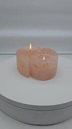 Ying yang salt candle holder, both halves lit