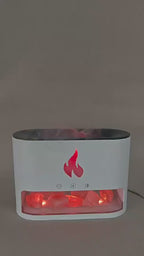 Himalayan salt flame diffuser with a warm flame-effect glow and cool mist