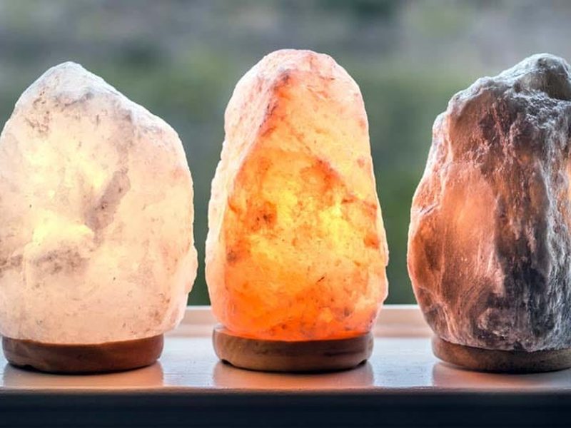 Finished glowing Himalayan salt lamps